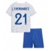 Tanie Strój piłkarski Francja Lucas Hernandez #21 Koszulka Wyjazdowej dla dziecięce MŚ 2022 Krótkie Rękawy (+ szorty)